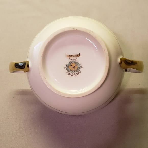 Vtg 1933- Sugar Bowl "Phyliss"  Noritake Roses Porcelain Heavy Gold Accents - Picture 10 of 13